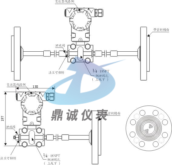 双法兰变送器安装示意图